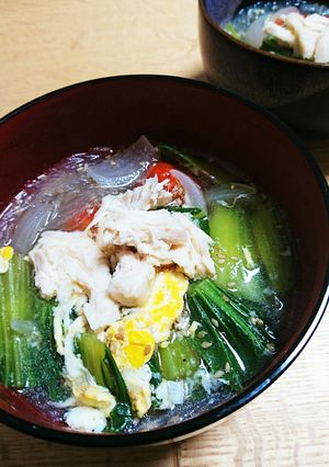 サラダチキンのっけ春雨さっぱりスープ-レシピのメイン写真