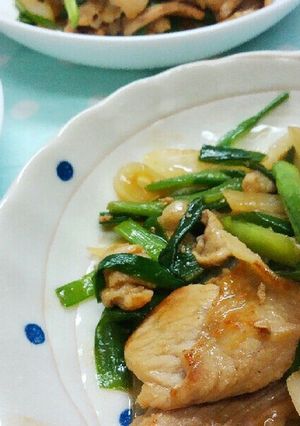 ニラ　玉ねぎ　豚肉のオイスターソース炒め-レシピのメイン写真