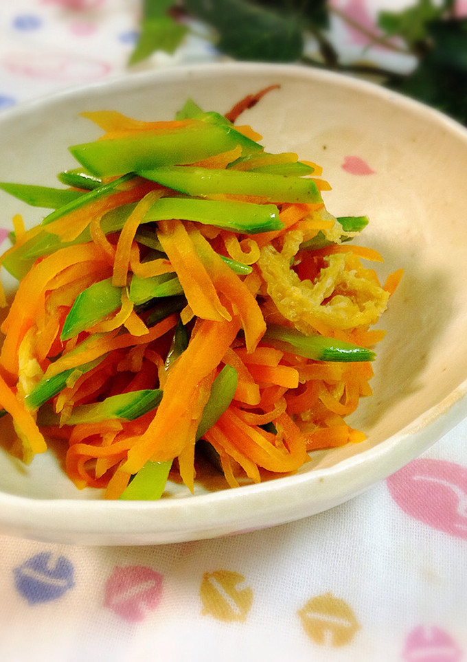 ❁麺つゆで簡単♪人参と絹さやの炒り煮❁-レシピのメイン写真