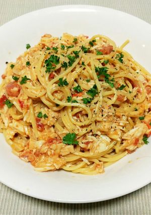 贅沢!!蟹のトマトクリームパスタ-レシピのメイン写真
