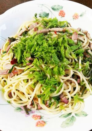 旬のコシアブラで簡単ペペロンチーノ-レシピのメイン写真