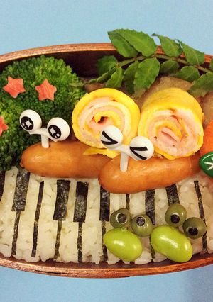 キャラ弁☆グリンピースと枝豆で、カエル-レシピのメイン写真