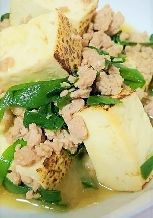 焼き豆腐とニラの挽肉あんかけ-レシピのメイン写真