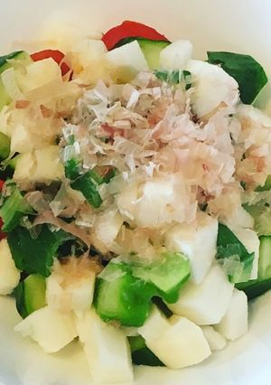 ﾉﾝｵｲﾙで 夏野菜たっぷり和風サラダ-レシピのメイン写真