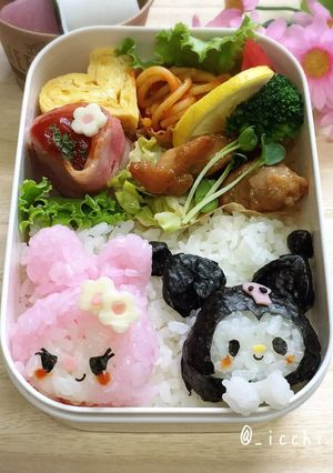 キャラ弁で顔交換マイメロとクロミ-レシピのメイン写真