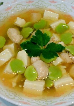 空豆とささみの豆腐あんかけ(*´ω｀*)-レシピのメイン写真