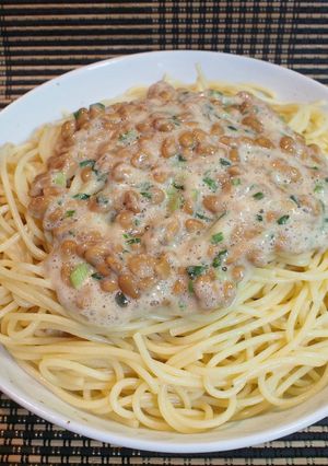 息子宛⑩「簡単大盛納豆スパゲティ」-レシピのメイン写真