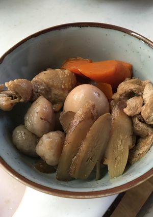 ゴボウと玉子の煮付鶏肉スペアリブの出汁で-レシピのメイン写真