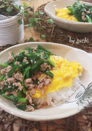 ニラ玉ひき肉あんかけごはん♪-レシピのメイン写真