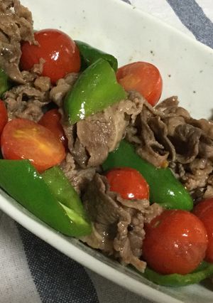 簡単！牛肉トマピー炒め♪-レシピのメイン写真