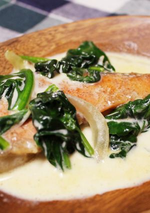 簡単！ほうれん草と鮭のクリーム煮-レシピのメイン写真