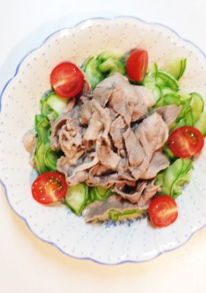 摘果メロンでしゃぶしゃぶサラダおかず-レシピのメイン写真