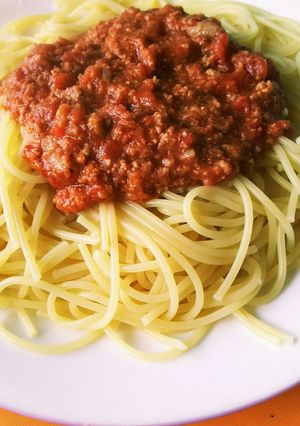ハンバーグのリメイクに！ミートソーススパ-レシピのメイン写真
