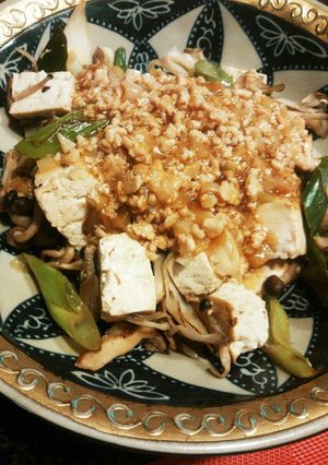 長葱、豆腐、キノコに鶏胸肉あんかけ～-レシピのメイン写真