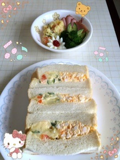 二色サンドイッチ〜(o˘◡˘o)♡-レシピのメイン写真
