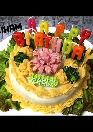 誕生日ケーキ♡ハンバーグ♡ミートケーキ♡-レシピのメイン写真