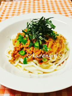 簡単♡納豆&なめ茸バターの冷やしうどん♡-レシピのメイン写真