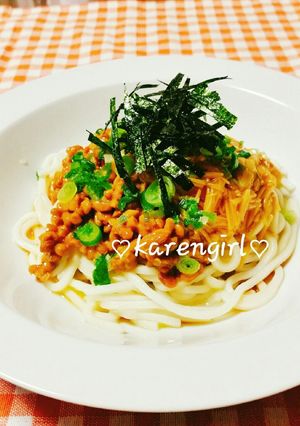 簡単♡納豆&なめ茸バターの冷やしうどん♡-レシピのメイン写真