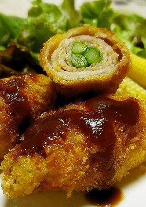 ◆粉チーズで♪豚バラのアスパラロールカツ-レシピのメイン写真