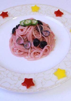 星とリボンデュエットパスタピンクカレー風-レシピのメイン写真