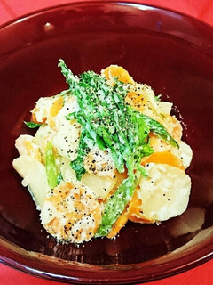 明日葉とたくわんのポテトサラダ-レシピのメイン写真