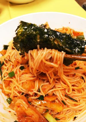 混ぜ混ぜ甘辛そうめんキムチ味〜-レシピのメイン写真