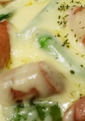 簡単!ウィンナーと絹さやのとろとろチーズ-レシピのメイン写真