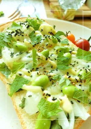大葉たっぷり♡新玉×枝豆のごま塩トースト-レシピのメイン写真