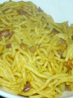 小豆ミートソースで焼きそばスパゲティ-レシピのメイン写真