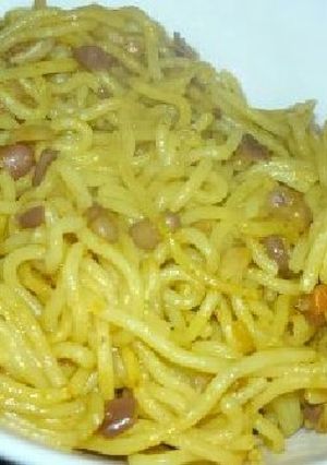 小豆ミートソースで焼きそばスパゲティ-レシピのメイン写真