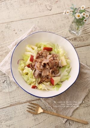 甘辛豚とりんごのサラダごはん-レシピのメイン写真