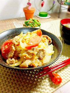 豚こまとトマトの中華風卵丼ぶり-レシピのメイン写真