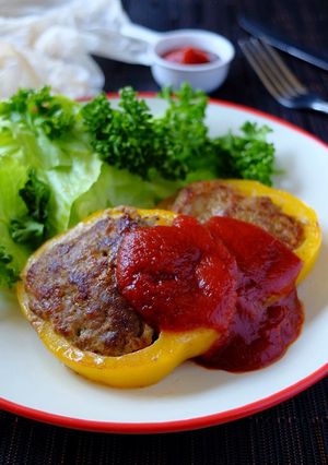 パプリカリング☆絞り出しハンバーグ!-レシピのメイン写真