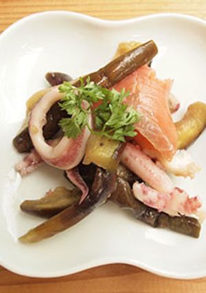 【今が旬！】イカ茄子サーモンの冷製-レシピのメイン写真