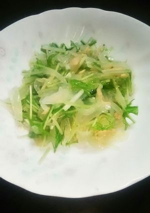 下中産新玉葱とツナの水菜ちゃんサラダ-レシピのメイン写真