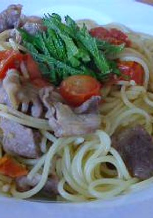 プチトマトと豚肉＆海老のパスタ-レシピのメイン写真