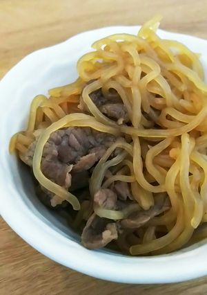 つるつる～牛肉の糸こんにゃくの甘辛焼き-レシピのメイン写真