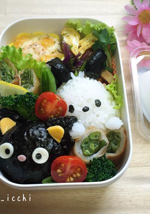 簡単!ポチャッコとクロネコのキャラ弁-レシピのメイン写真