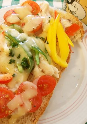 簡単「サラダチキン」deタルティーヌ-レシピのメイン写真