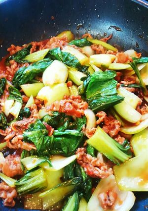 チンゲン菜と牛肉のピリ辛炒め-レシピのメイン写真