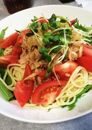 夏にぴったり♪ツナとトマトの冷製パスタ-レシピのメイン写真