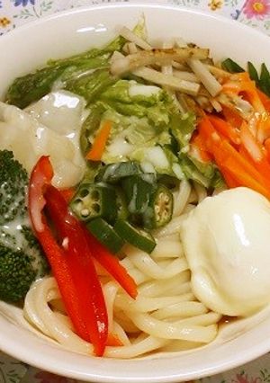 温玉シーザーサラダうどん-レシピのメイン写真