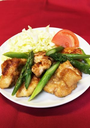 アスパラガスと鶏胸肉の生姜醤油炒め-レシピのメイン写真