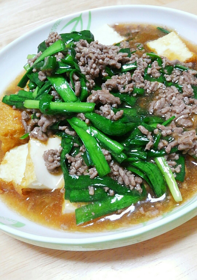 厚揚げ　にら肉そぼろあんかけ　FB 簡単-レシピのメイン写真