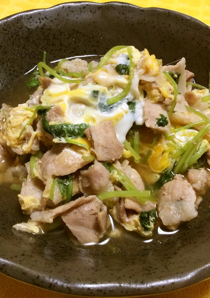 豚肉と三つ葉の卵とじ-レシピのメイン写真