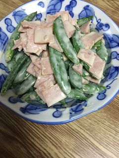 スナップえんどうとハムのからしマヨ和え-レシピのメイン写真