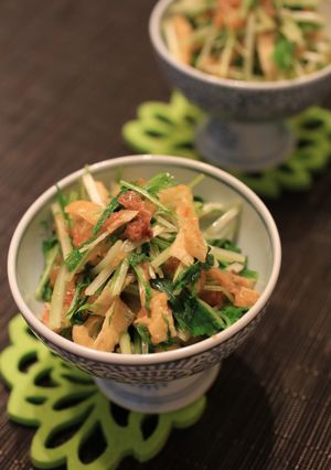 水菜とお揚げの梅おかかあえ-レシピのメイン写真