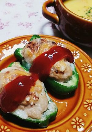 ピーマンの肉詰め (チーズ焼き)-レシピのメイン写真
