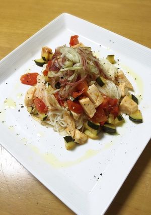 チキンのさっぱり夏野菜そーめん-レシピのメイン写真
