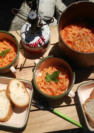 10分以内で山ごはんクリームトマトパスタ-レシピのメイン写真